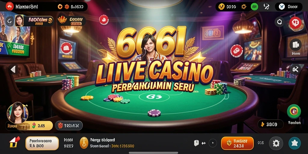 Tampilan gameplay seru di 666I dengan dealer langsung dan interaksi menawan.