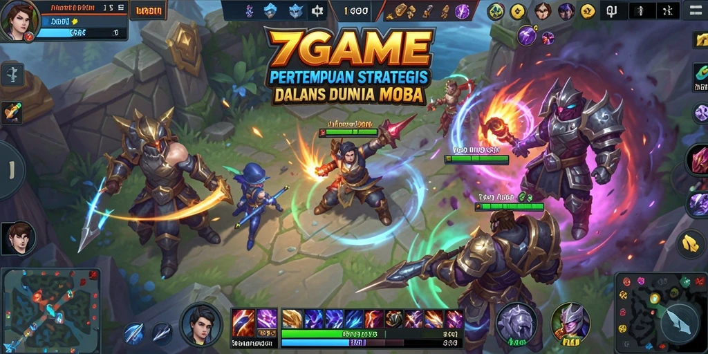 Gameplay <strong>7GAME</strong>, menunjukkan aksi pertempuran tim yang intens.