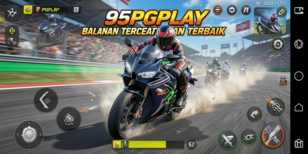 Tampilan aksi balapan motor yang mendebarkan dalam 95PGPLAY.