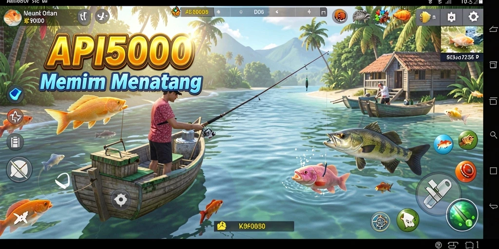 Tampilan gameplay API5000 yang menakjubkan saat menangkap ikan.