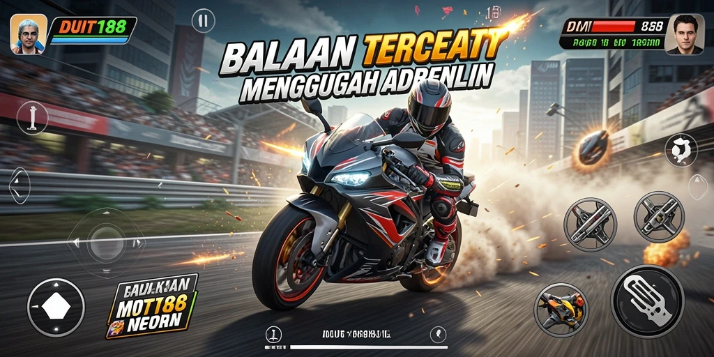 Gambaran gameplay seru dalam balapan motor DUIT188.
