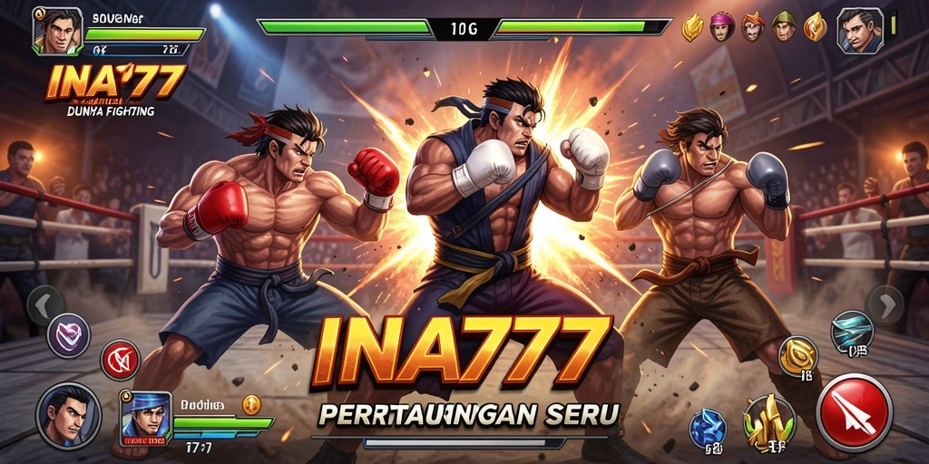 Tampilan gameplay pertarungan yang intens dan mendebarkan di INA777.