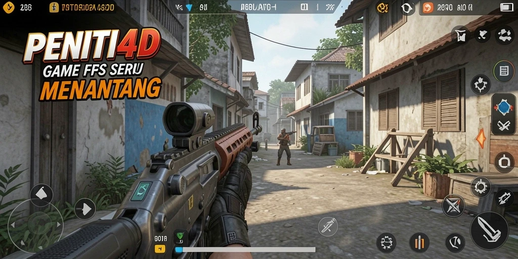 Tangkapan layar gameplay PENITI4D yang menampilkan pertarungan FPS yang seru.