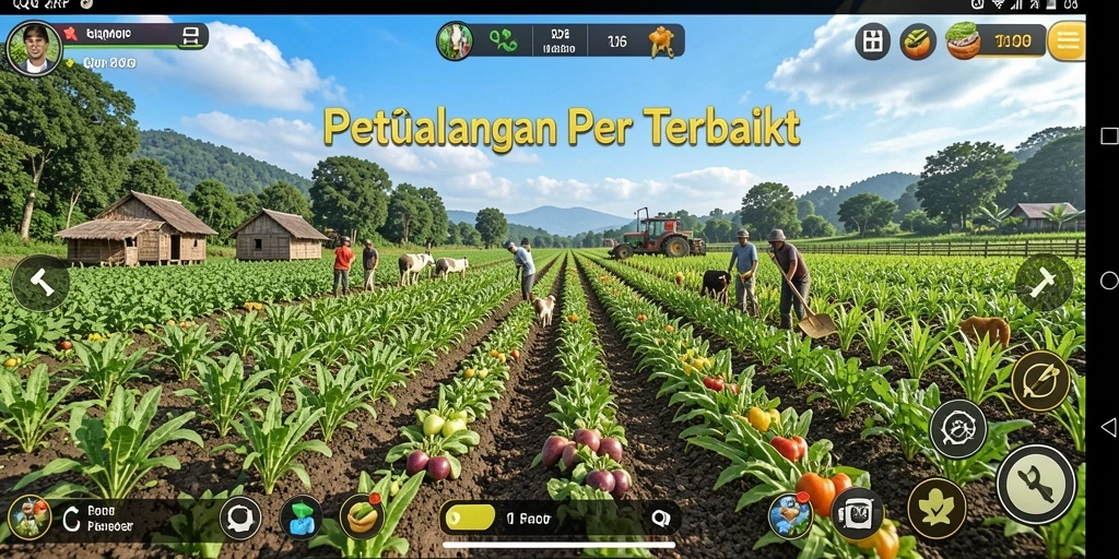 Tampilan gameplay menarik dari QQRP dengan lahan pertanian yang subur.