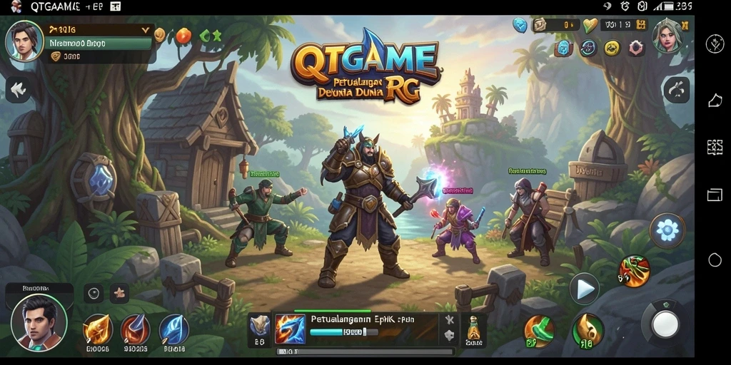 Screenshot QTGAME menampilkan pertempuran epik dengan grafis luar biasa.