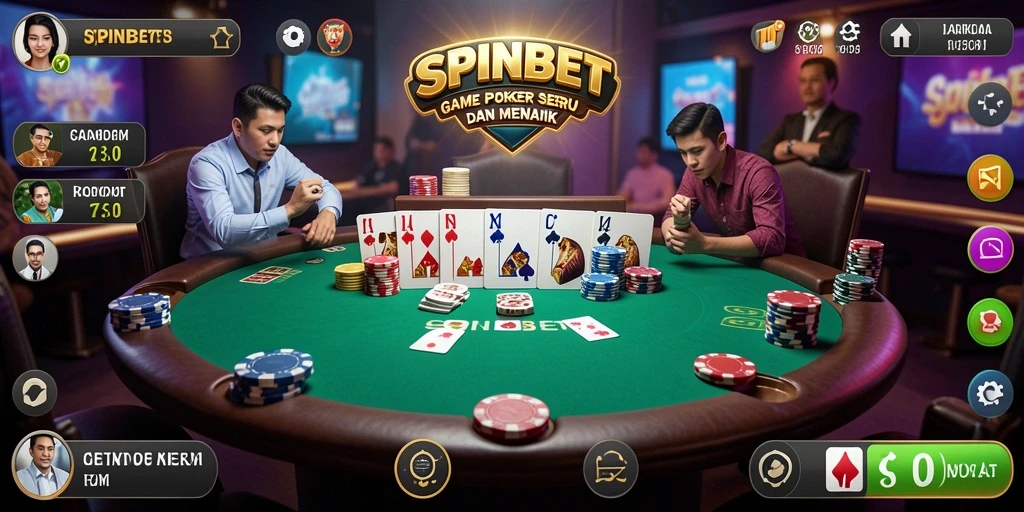 Tampilan gameplay seru di SPINBET yang menampilkan aksi Poker.