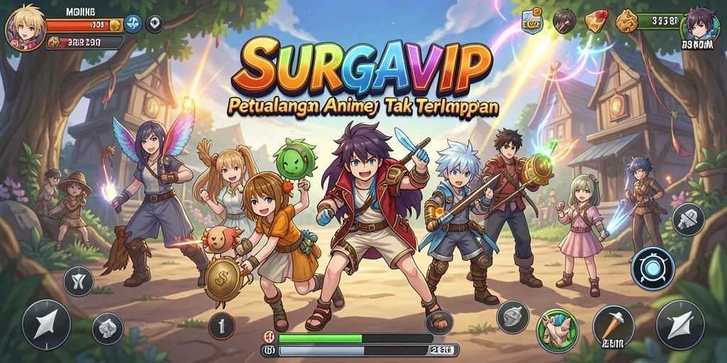 Screenshot SURGAVIP menampilkan aksi karakter dalam dunia Anime yang menakjubkan.